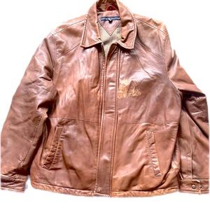 Tommy Hilfiger genuine leather distressed jacket brown size XL unisex